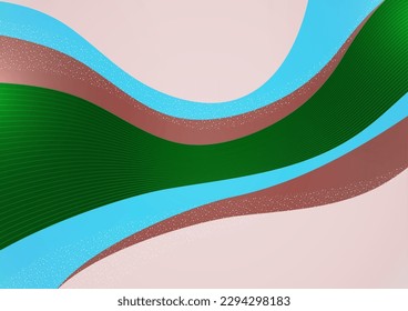 Creative geometric colorful bright wave background with lines and dots. Collage. Design for prints, posters, postcards, etc. Vector illustration.