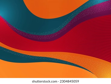 Creative geometric colorful bright wave background with lines and dots. Collage. Design for prints, posters, postcards, etc. Vector illustration.