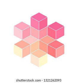 Creative geometric cube, geometry minimalistic artwork poster with figure. Abstract vector pattern design for web banner, business presentation. White background.