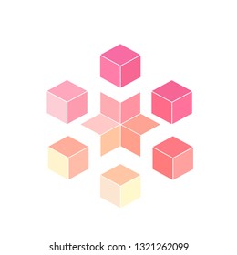 Creative geometric cube, geometry minimalistic artwork poster with figure. Abstract vector pattern design for web banner, business presentation. White background.