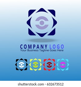 Creative geometric design vector company logo icon template  with two colors.