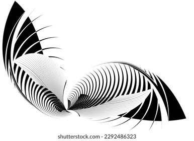 creative geometric dynamic pattern, abstract halftone lines black and white background, vector modern design element