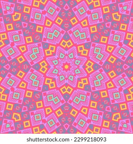 Creative geometric endless pattern vector design. Tetro textile motif. Stylized geometry pattern. Spanish traditional motif. Tiled shapes geometry.