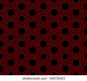 creative geometric floral seamless pattern. black and red color. vector illustration. template for invitation, card, wallpaper