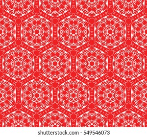 creative geometric floral seamless pattern. red color. vector illustration. template for invitation, card, wallpaper