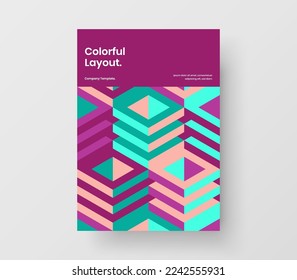 Ilustración del informe anual de hexágonos geométricos creativos. Diseño de vectores de folletos corporativos de moda.