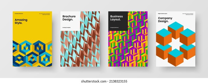 Creative geometric hexagons catalog cover layout collection. Amazing poster A4 design vector concept set.