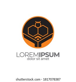 Creative geometric honey bee Logo template
