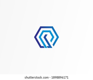 creative geometric icon and hexagon line shape logo design