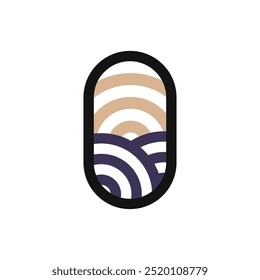 Creative geometric icon nature view logo - vector. sun and meadow logo. logo for outdoor and agriculture brand acriculture.