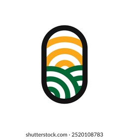 Creative geometric icon nature view logo - vector. sun and meadow logo. logo for outdoor and agriculture brand acriculture.