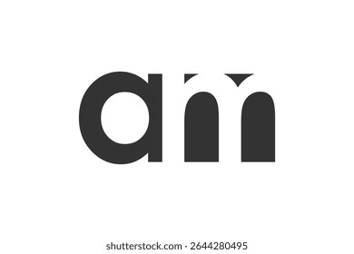 AM creative geometric initial based modern and minimal logo. Letter a m trendy fonts. Universal professional elegant techno vector design.