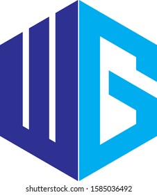 creative geometric initialsWG  for building contractor logo design, technology, fitness