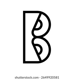 Logotipo da letra B geométrica criativa com simetria de linha dupla