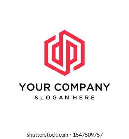 Creative geometric letter dp logo design vector
