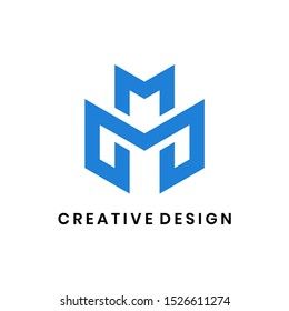 Creative geometric letter MM logo design vector