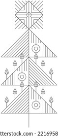 Creative geometric linear thin line christmas tree icon. Abstract vector black pattern in the shape of a Christmas tree. Line thickness editable