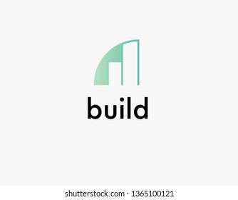 Creative geometric logo building icon for construction company