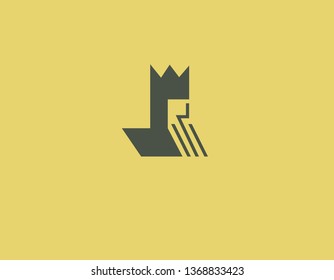 Creative geometric logo icon king with a beard male