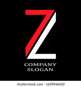 Creative geometric logo, number seven reflection
