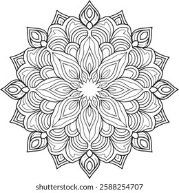 Creative Geometric Mandala for kids coloring book page, vector file, wall art, simple mandala art, Design for a wallpaper Paint shirt and tile Sticker Design, vector file