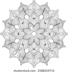 Creative Geometric Mandala for kids coloring book page, vector file, wall art, simple mandala art, Design for a wallpaper Paint shirt and tile Sticker Design, vector file