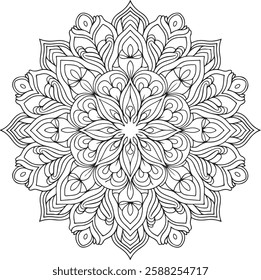 Creative Geometric Mandala for kids coloring book page, vector file, wall art, simple mandala art, Design for a wallpaper Paint shirt and tile Sticker Design, vector file