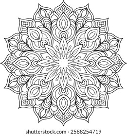 Creative Geometric Mandala for kids coloring book page, vector file, wall art, simple mandala art, Design for a wallpaper Paint shirt and tile Sticker Design, vector file