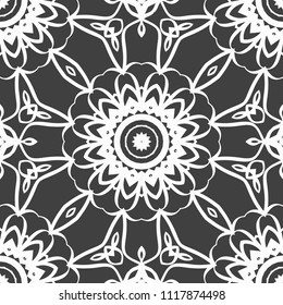 creative geometric ornament on color background. Seamless vector illustration. For interior design, colored wallpaper.
