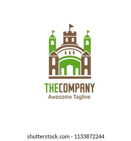creative geometric palace building logo vector