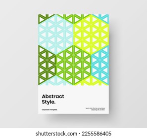 Creative geometric pattern flyer layout. Unique placard A4 design vector template.