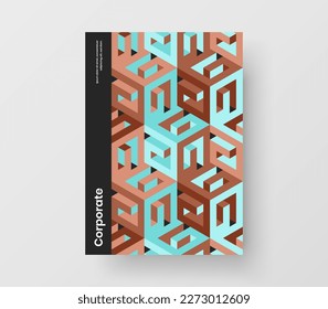 Creative geometric pattern handbill illustration. Modern magazine cover A4 vector design concept.