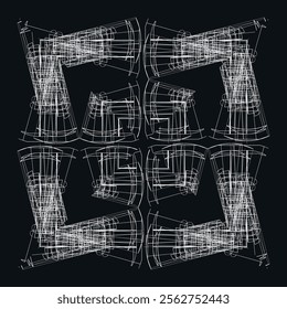 creative geometric pattern, op art lines black and white background, vector design element