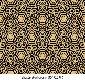 Creative geometric pattern. psychedelic Seamless vector illustration. Gold, black. For wallpaper, invitation