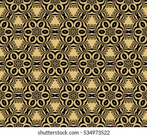 Creative geometric pattern. psychedelic Seamless vector illustration. Gold, black. For wallpaper, invitation