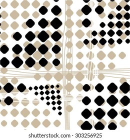 Creative geometric pattern of rounded squares and lines, seamless vector background.
