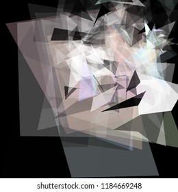 Creative geometric pattern of triangular shapes  of various sizes and transparency. Abstract explosive background. Chaotic backdrop in a low poly style.