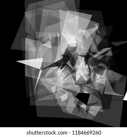 Creative geometric pattern of triangular shapes  of various sizes and transparency. Abstract explosive background. Chaotic backdrop in a low poly style.