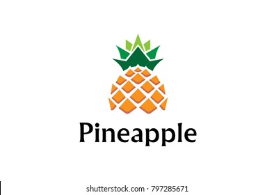 Creative Geometric Pineapple Fruit Logo Design Symbol Illustration