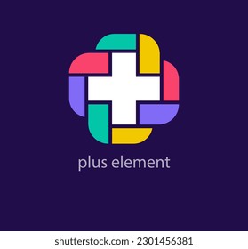 Creative geometric plus logo. Unique color transitions. Health sign logo template. vector.
