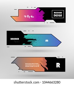 Creative geometric promotion banners, scroll, price tag, sticker, badge, poster. Vector design