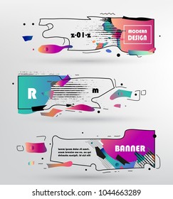 Creative geometric promotion banners, scroll, price tag, sticker, badge, poster. Vector design