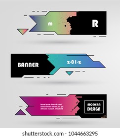 Creative geometric promotion banners, scroll, price tag, sticker, badge, poster. Vector design