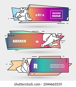 Creative geometric promotion banners, scroll, price tag, sticker, badge, poster. Vector design