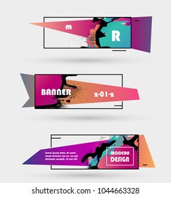 Creative geometric promotion banners, scroll, price tag, sticker, badge, poster. Vector design