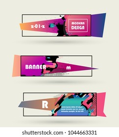 Creative geometric promotion banners, scroll, price tag, sticker, badge, poster. Vector design