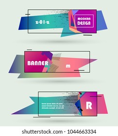 Creative geometric promotion banners, scroll, price tag, sticker, badge, poster. Vector design