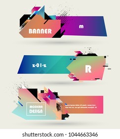 Creative geometric promotion banners, scroll, price tag, sticker, badge, poster. Vector design