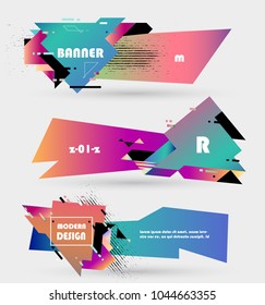 Creative geometric promotion banners, scroll, price tag, sticker, badge, poster. Vector design