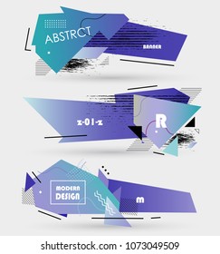 Creative geometric promotion banners, scroll, price tag, sticker, badge, poster. Vector design